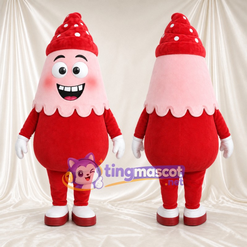 Maskottchenkostüm Eiscreme – rosa / rot – Oberteil; Handschuhe (weiß)