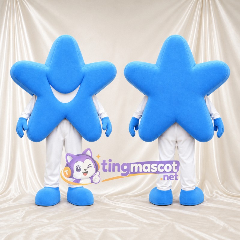 Costume de mascotte Étoile – bleu – Gants (bleu); Pantalon (blanc)