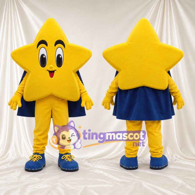 Costume de mascotte Étoile – jaune – Cape (bleu)