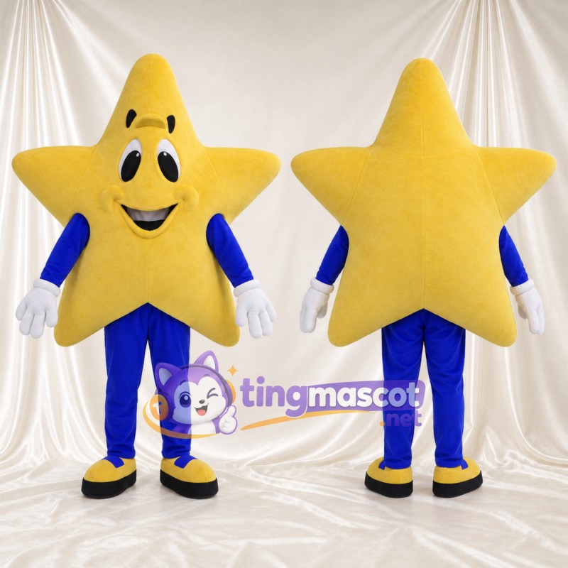 Costume de mascotte Étoile – jaune – Pantalon (bleu)