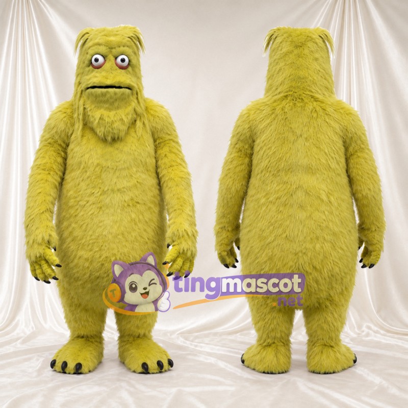 Maskottchenkostüm Monster – olivgrün – Lange Schnauze; Zottelfell
