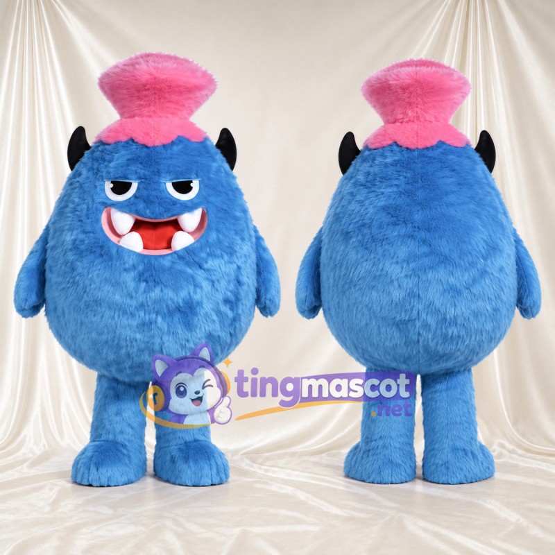 Costume de mascotte Monstre – bleu – Haut-de-forme (rose)