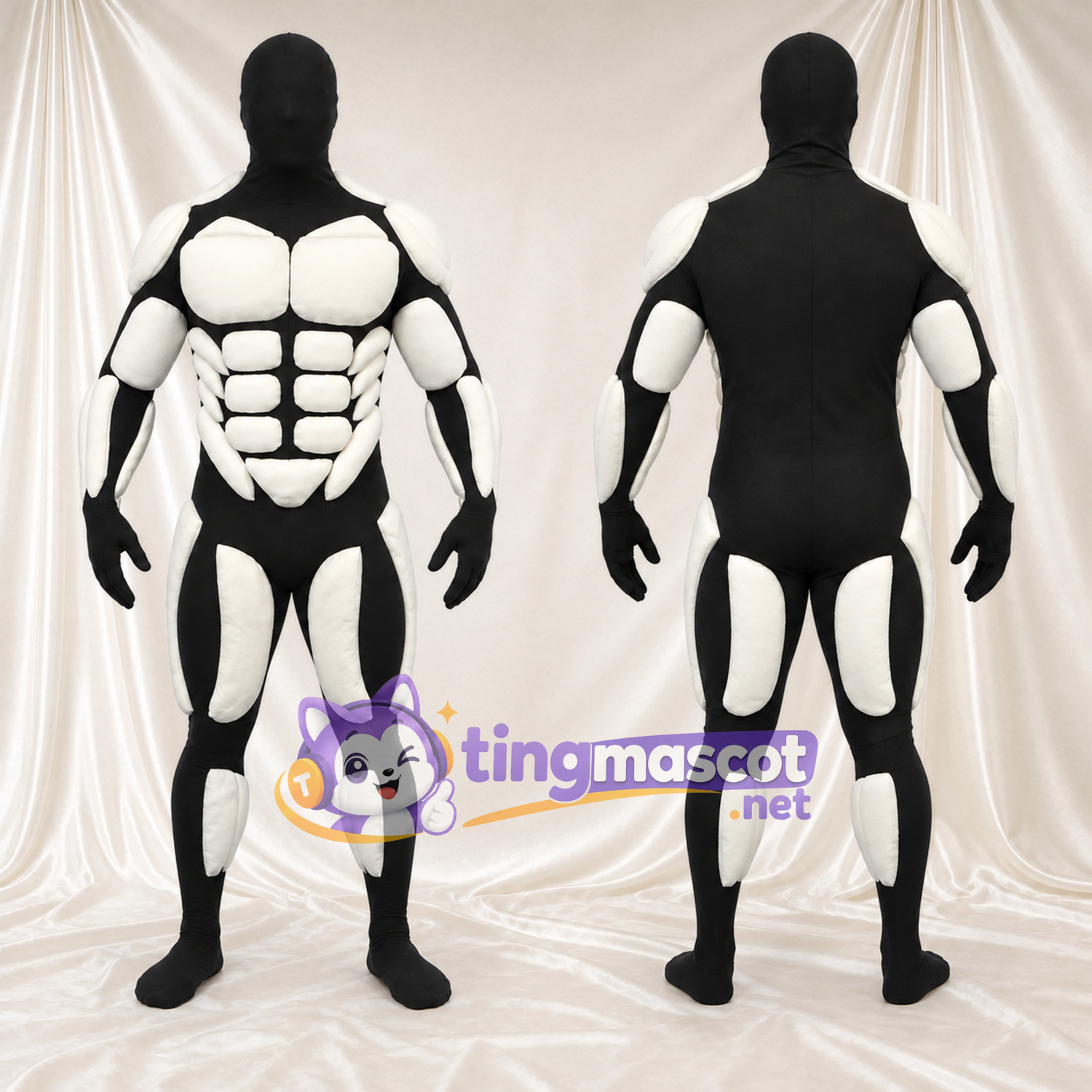 Black and White Superhero Mascot Costume Black and White Superhero Mascot Costume