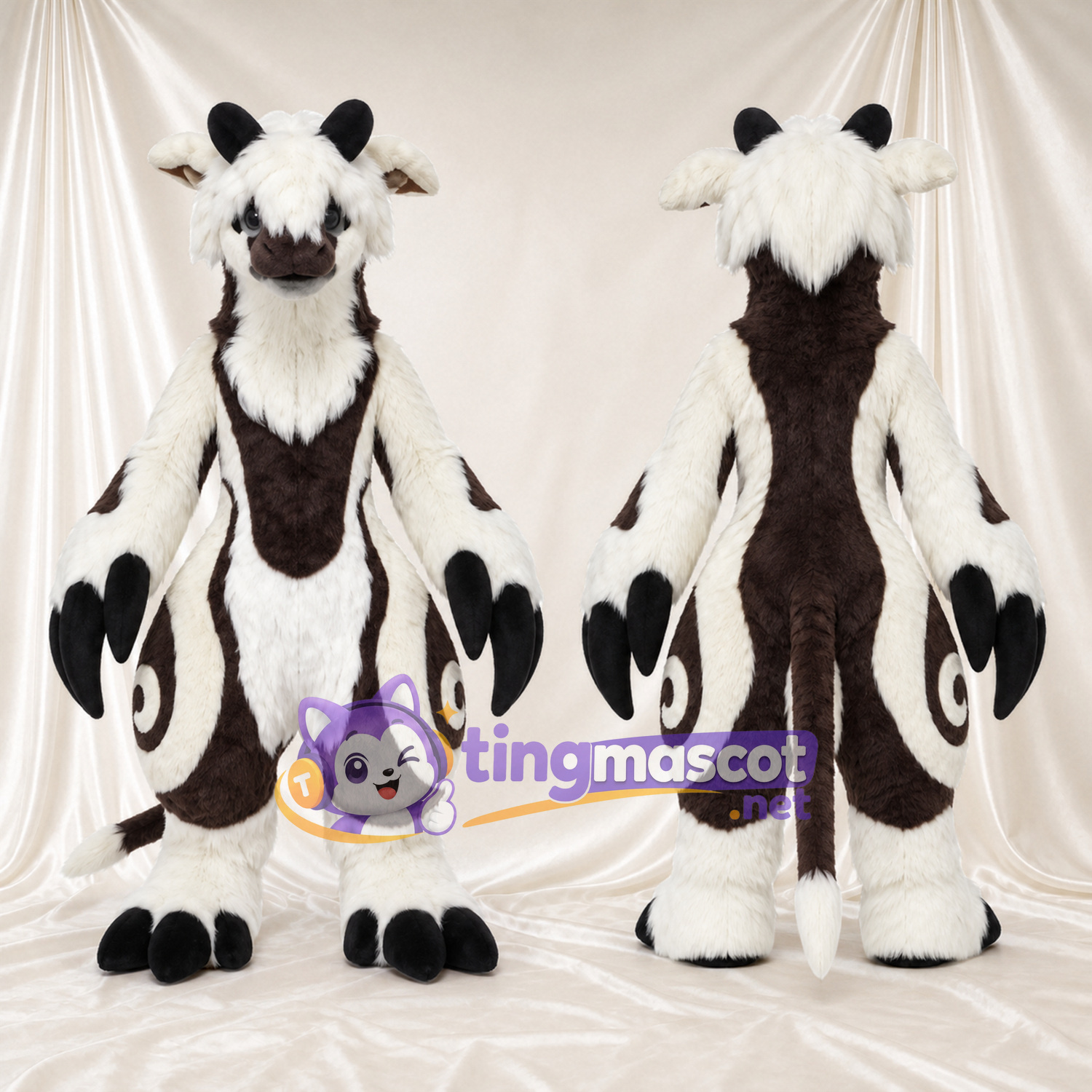 Black and White Horned Monster Mascot Costume Black and White Horned Monster Mascot Costume