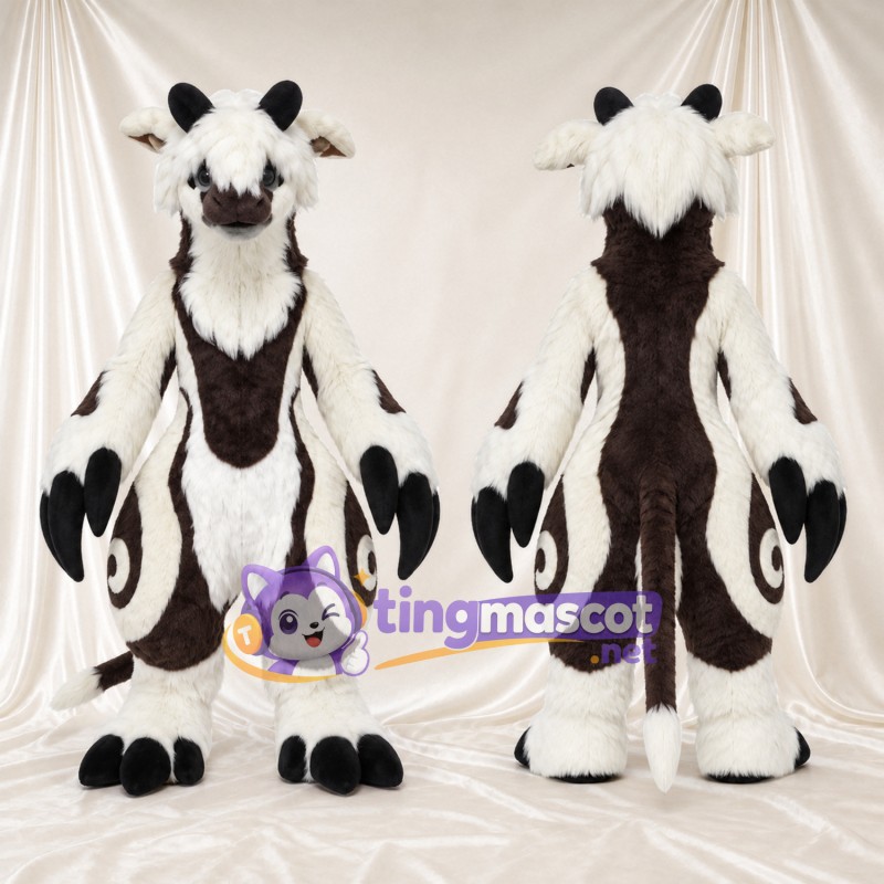 Black and White Horned Monster Mascot Costume