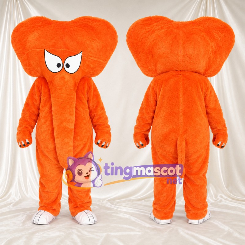 Costume de mascotte Monstre – orange – Sourcils inclinés; Tête