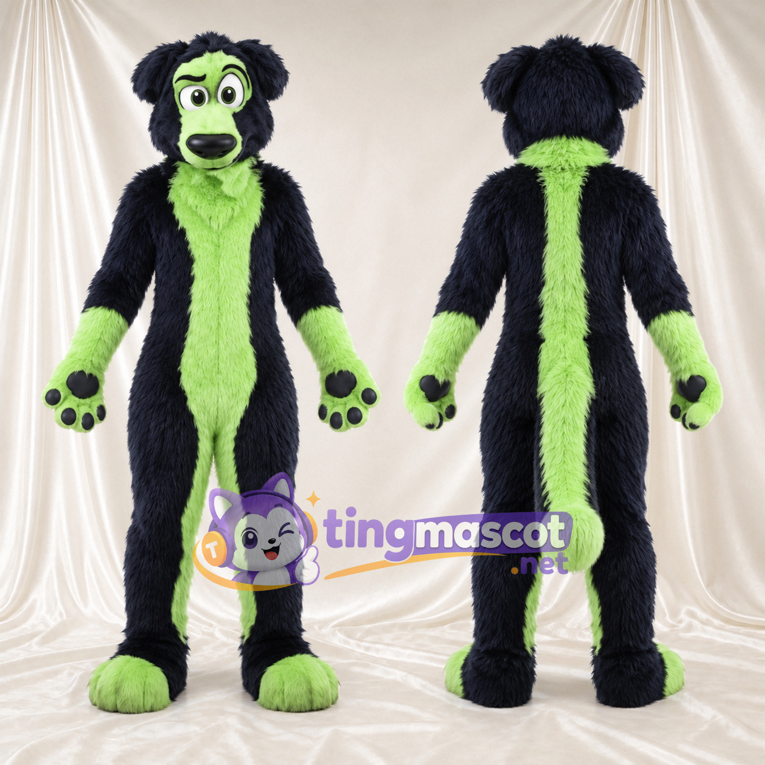 Black and Green Monster Mascot Costume Black and Green Monster Mascot Costume