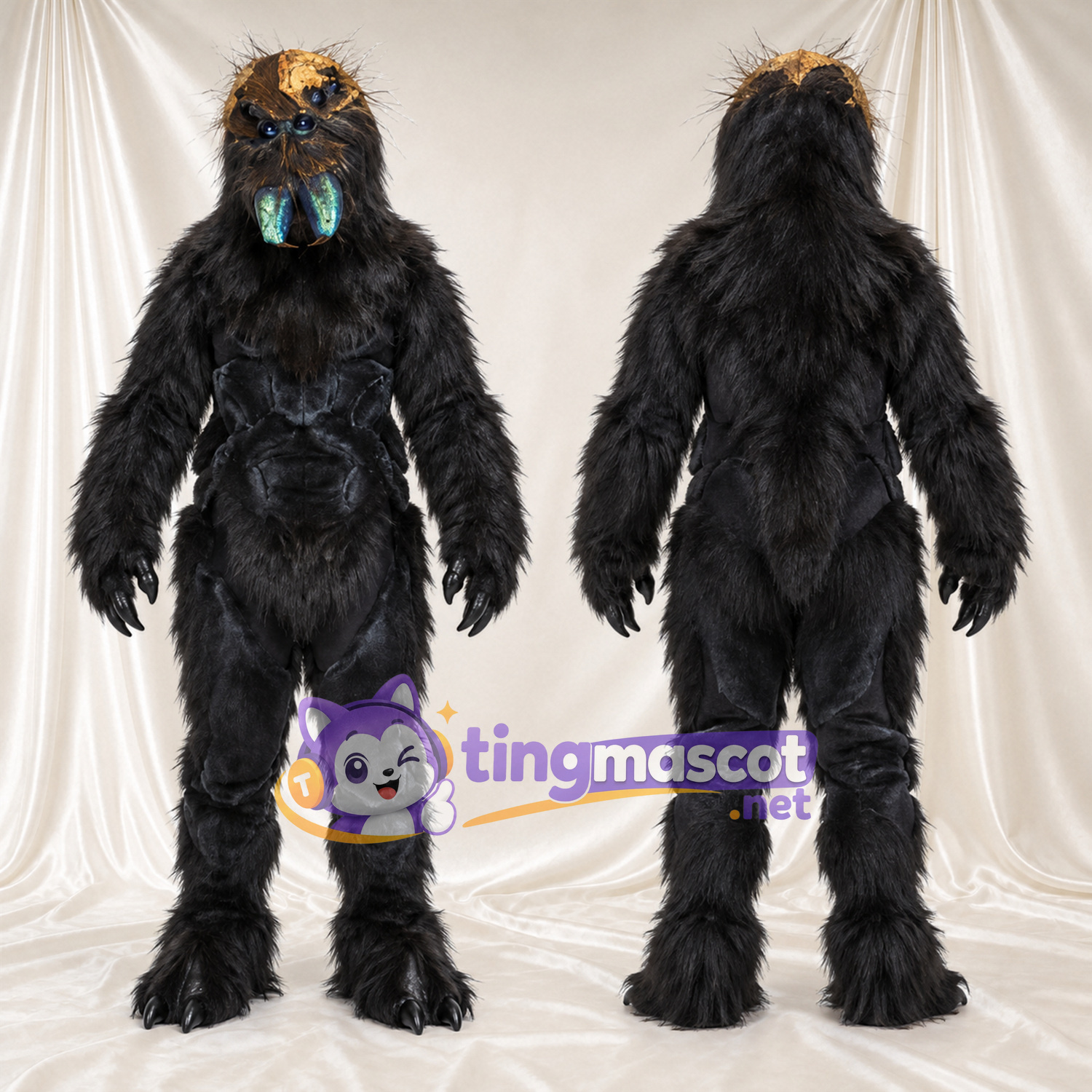 Black Monster Mascot Costume Black Monster Mascot Costume