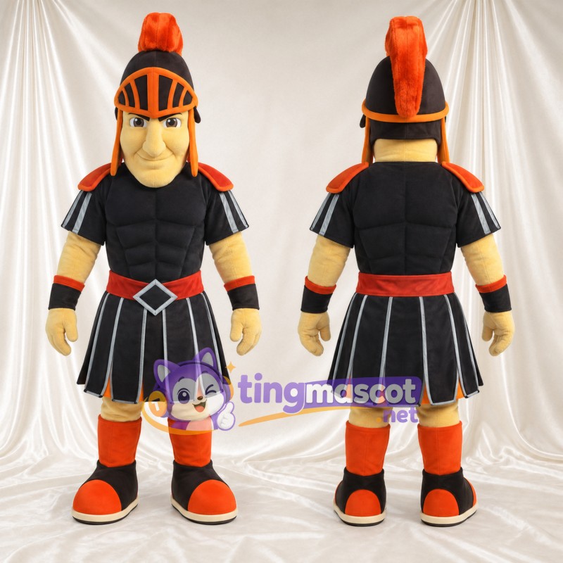 Roman Soldier Mascot Costume - Black and Orange Uniform