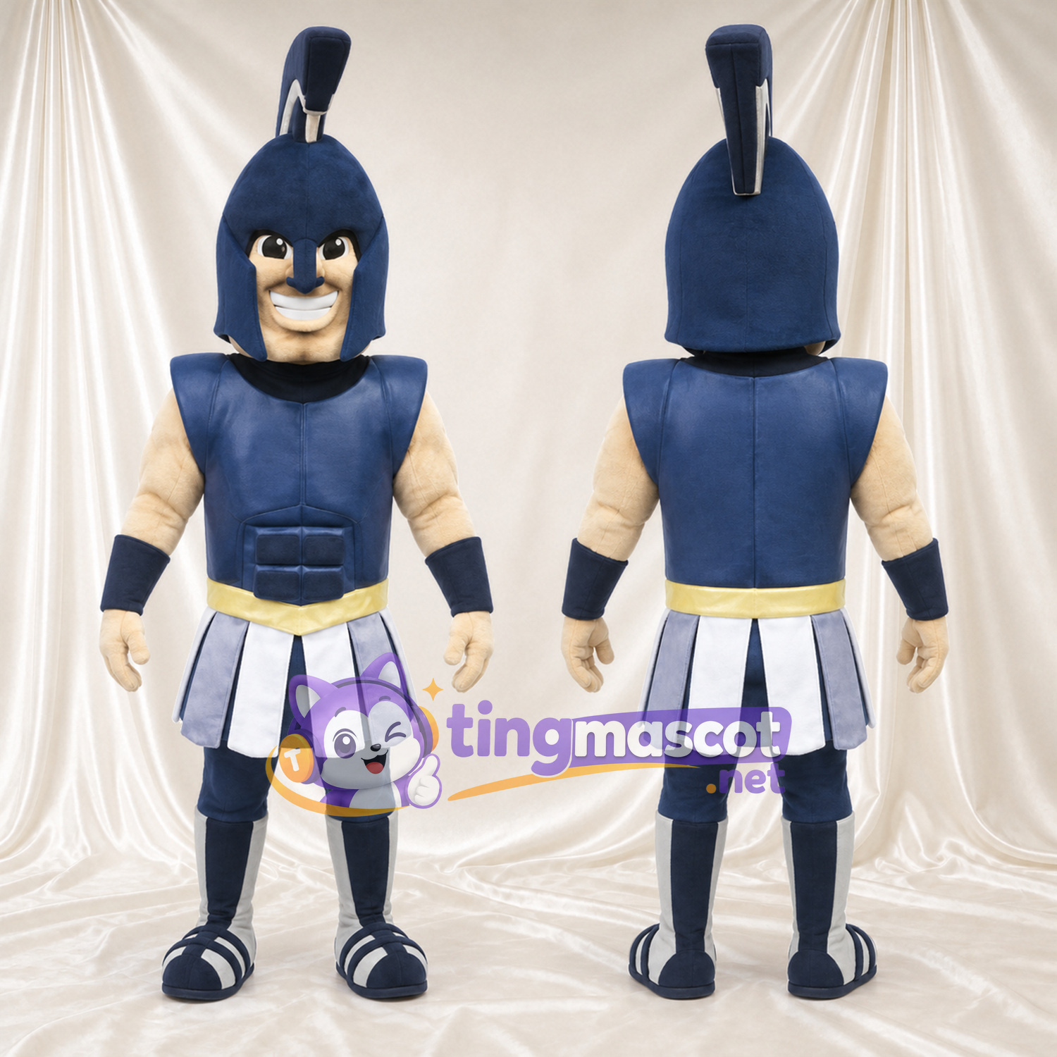 Costume de mascotte Soldat romain – bleu / blanc – Armure (bleu / blanc) Costume de mascotte Soldat romain – bleu / blanc – Armure (bleu / blanc)