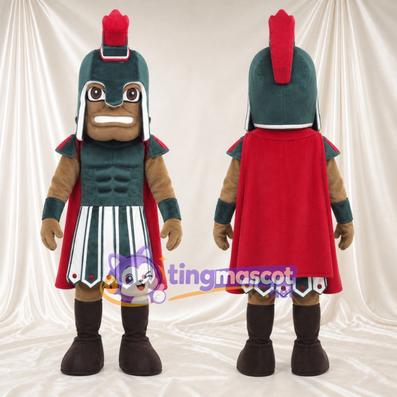 Roman Soldier Mascot Costume - Green Armor and Red Cape
