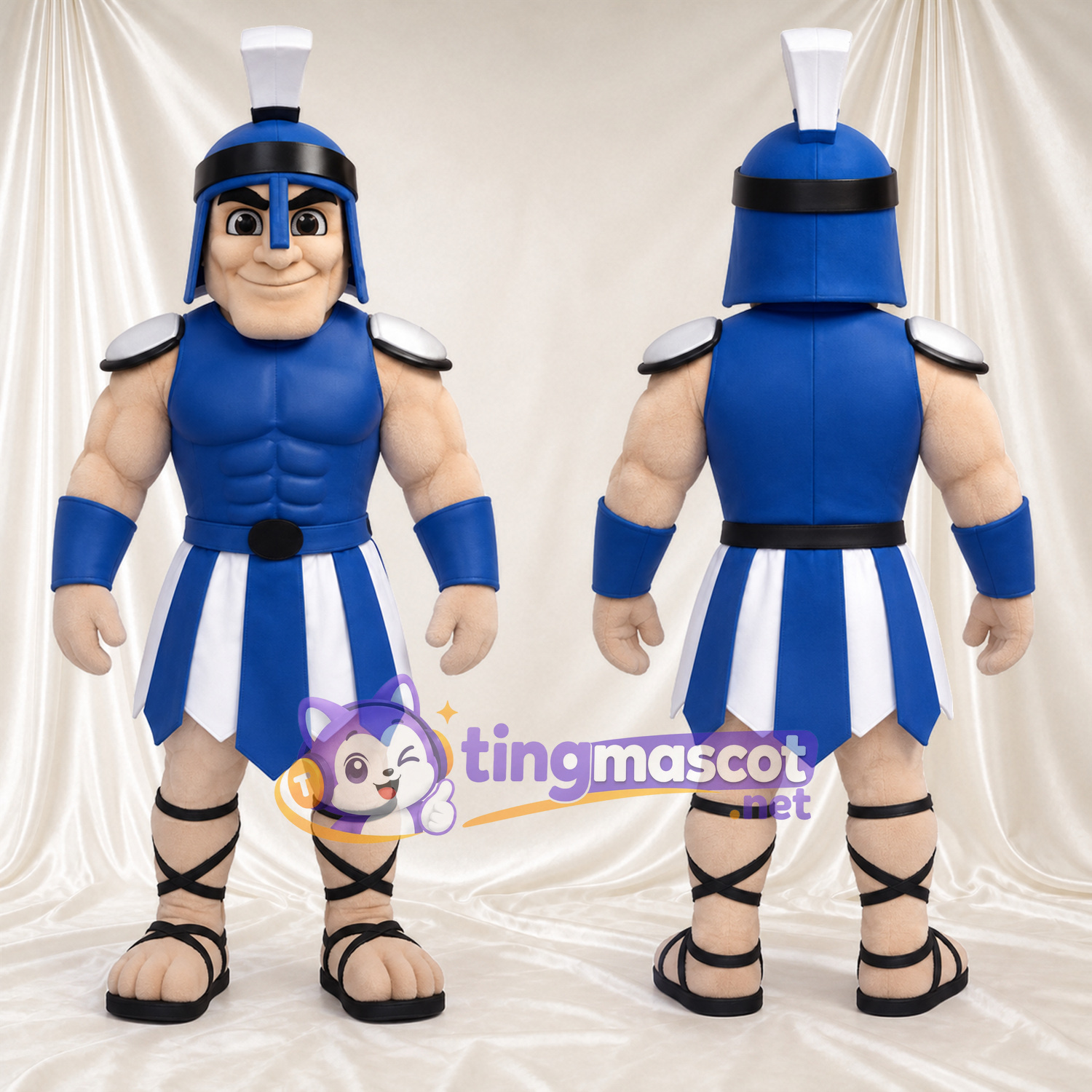 Costume de mascotte Soldat romain – bleu / blanc – Uniforme (bleu / blanc) Costume de mascotte Soldat romain – bleu / blanc – Uniforme (bleu / blanc)
