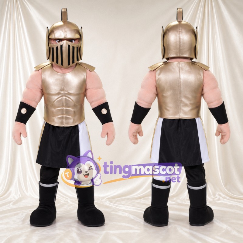 Costume de mascotte Chevalier – argenté / noir – Armure (argenté); Jupe (noir)