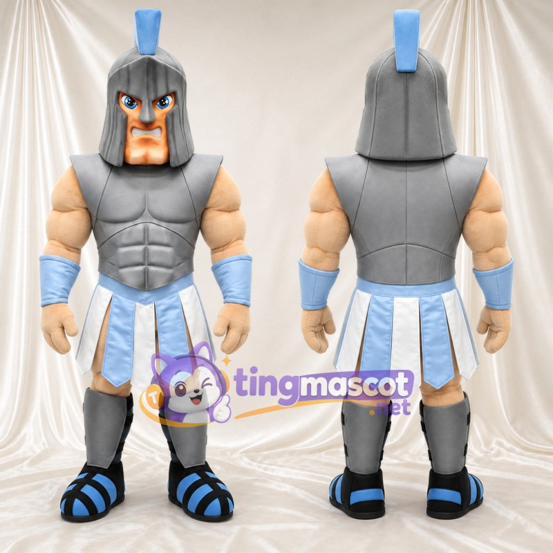 Costume de mascotte Chevalier – argenté / bleu – Armure (argenté); Jupe (bleu)