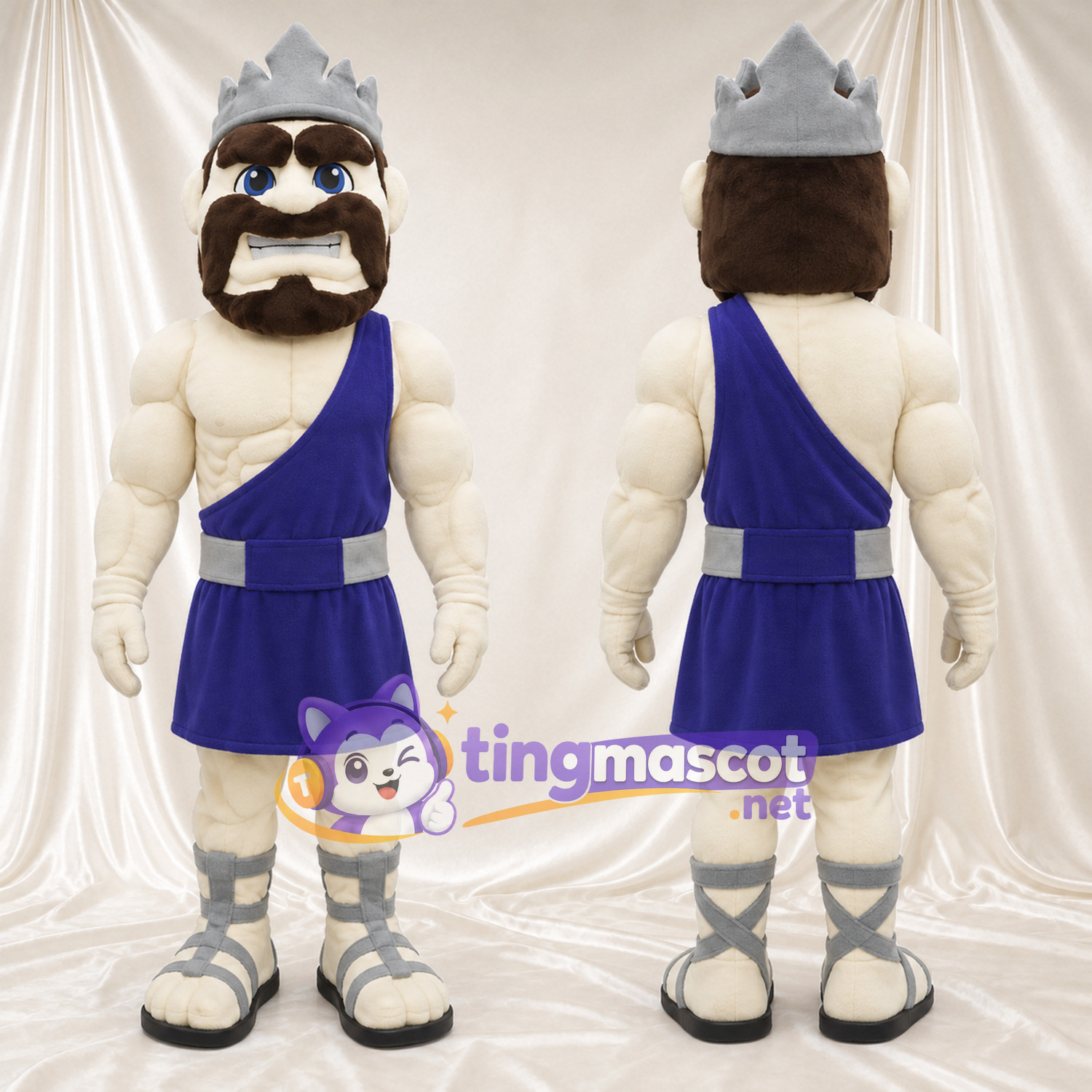 Costume de mascotte Dieu grec – blanc / violet – Tenue (blanc); Écharpe en bandoulière (violet) Costume de mascotte Dieu grec – blanc / violet – Tenue (blanc); Écharpe en bandoulière (violet)