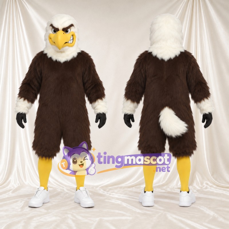 Costume de mascotte Aigle – marron – Tête (blanc); Bouts des orteils (blanc)