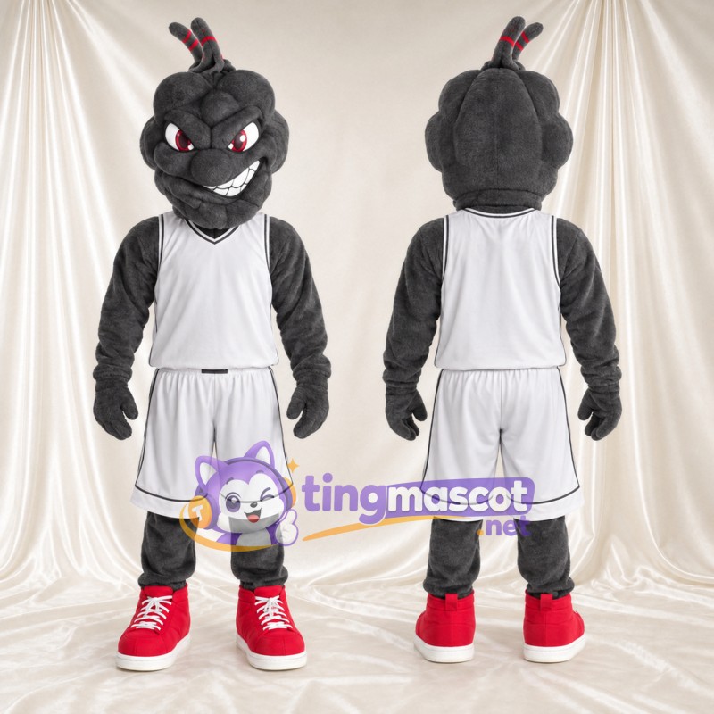 Black Ant Mascot Costume - White Sports Uniform