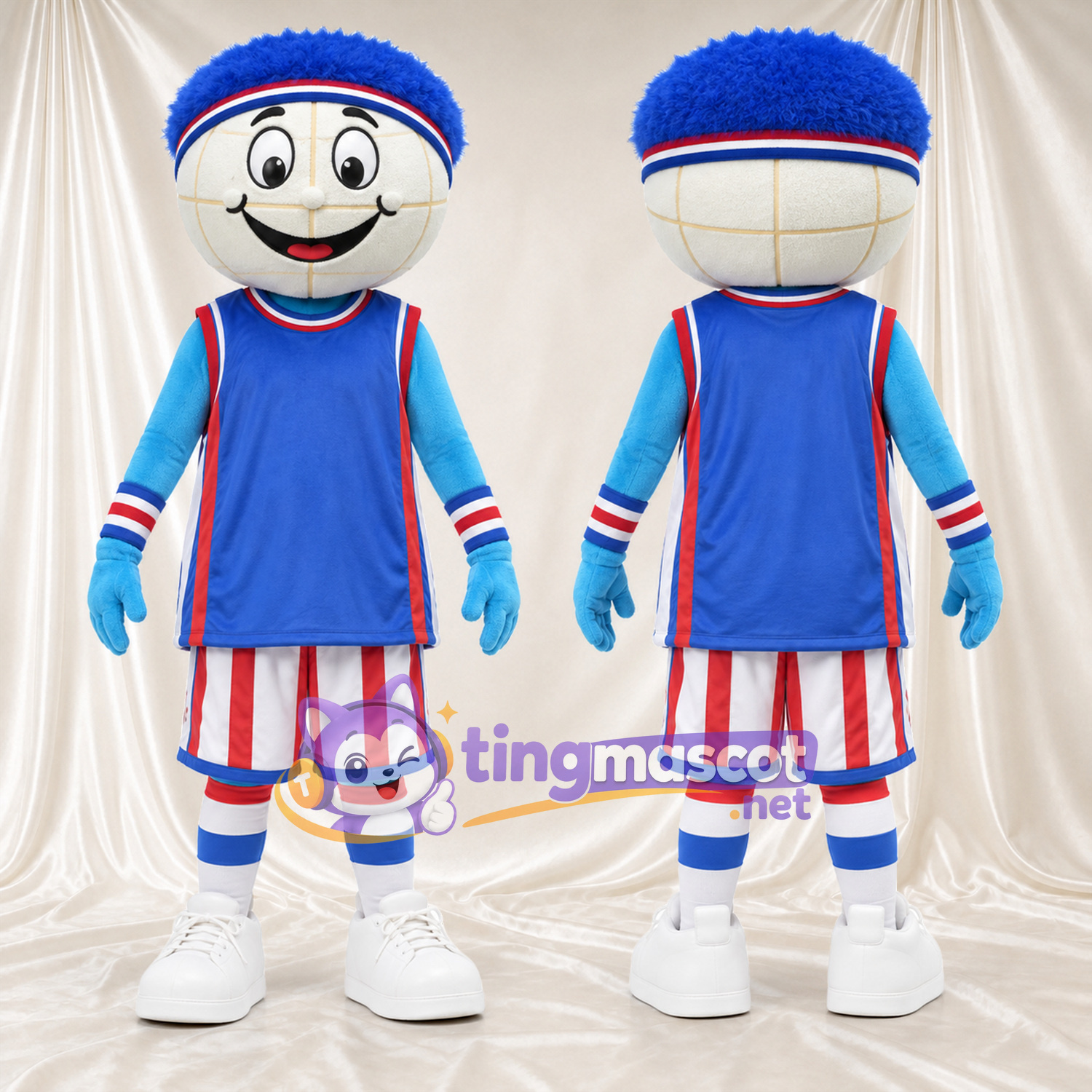 Costume de mascotte Globie – blanc / bleu – Maillot (bleu); Short Costume de mascotte Globie – blanc / bleu – Maillot (bleu); Short