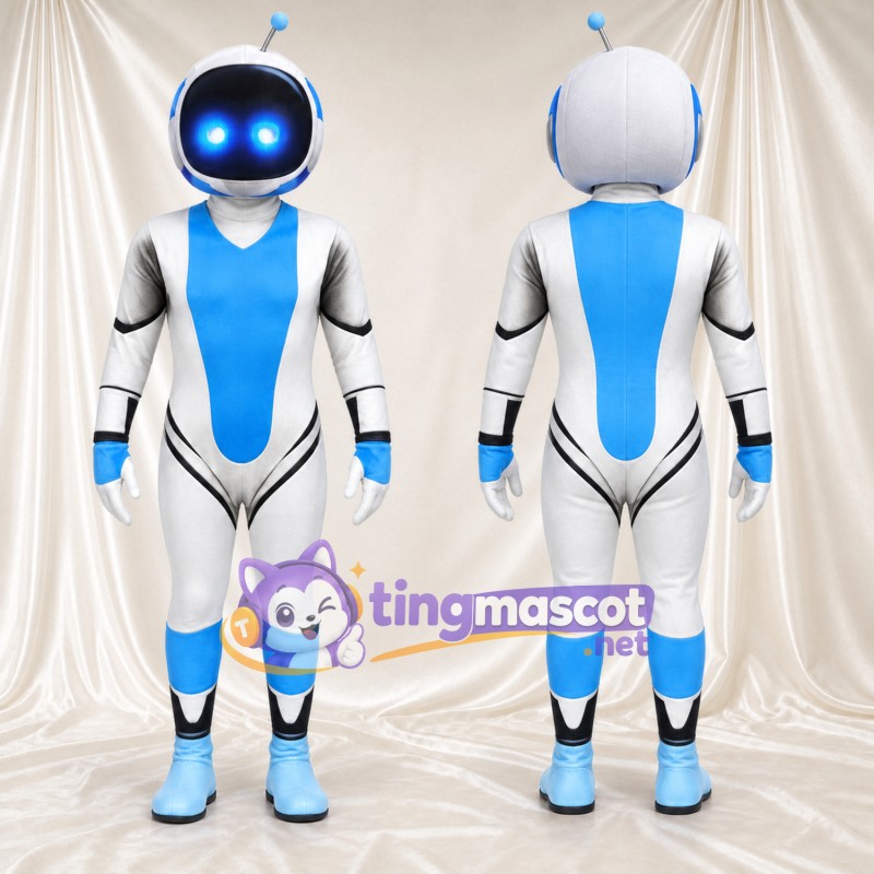 Costume de mascotte Robot – blanc – Touches de couleur (bleu)