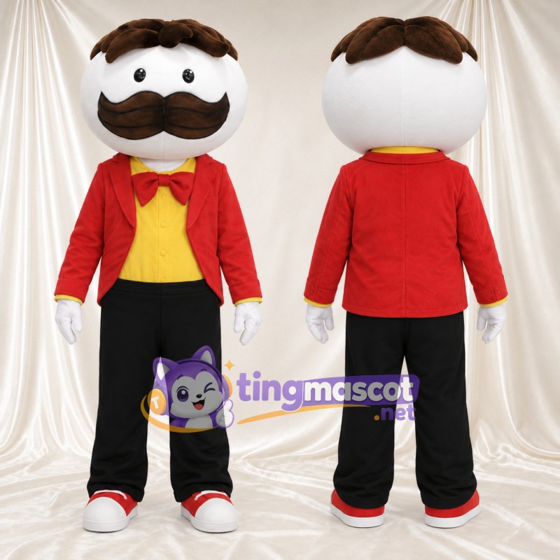 Costume de mascotte Homme à moustache – rouge / jaune – Veste (rouge); Nœud papillon