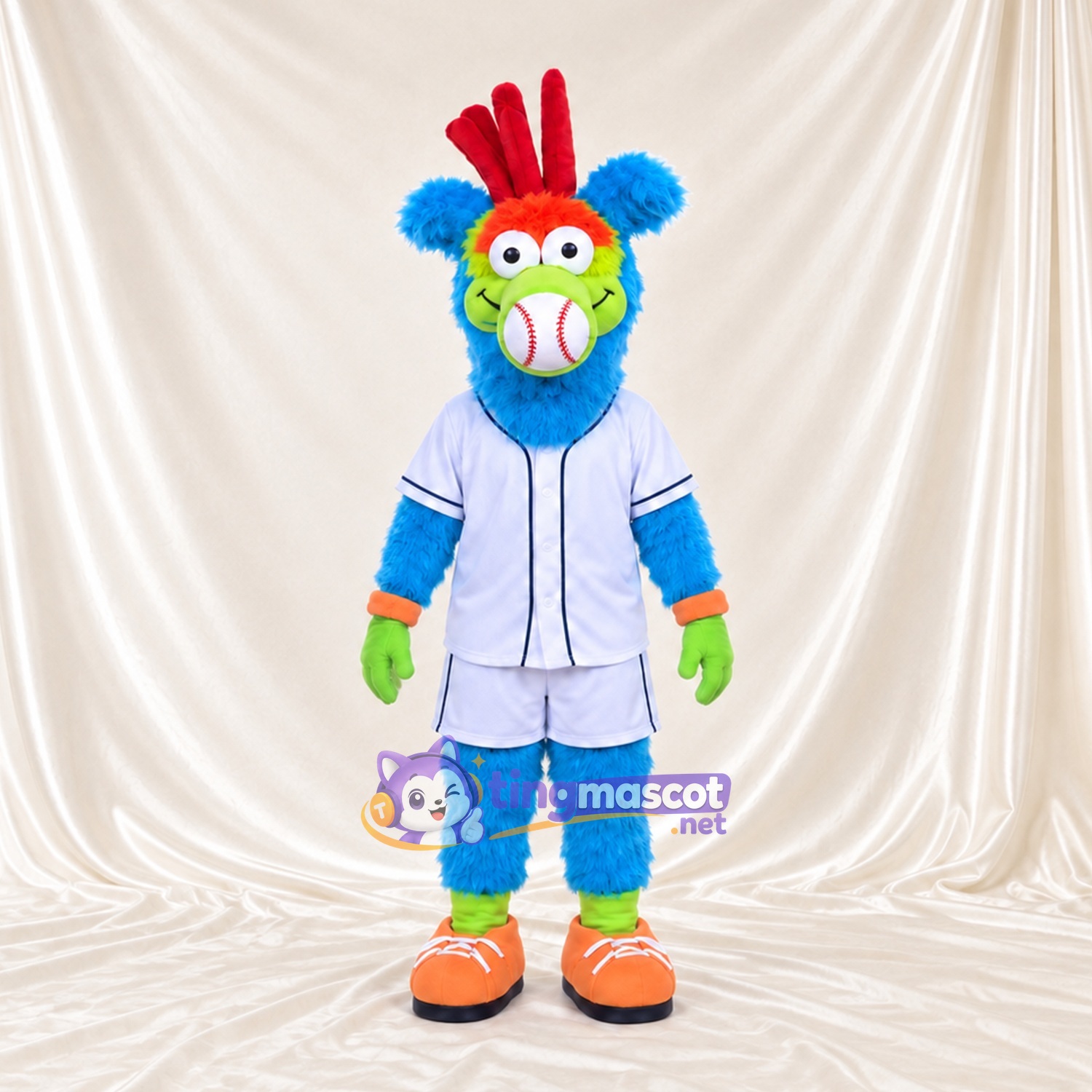 Blue Rooster Mascot Costume - White Jacket Blue Rooster Mascot Costume - White Jacket