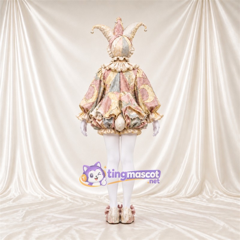 Costume de mascotte Bouffon – crème – Costume richement orné Costume de mascotte Bouffon – crème – Costume richement orné