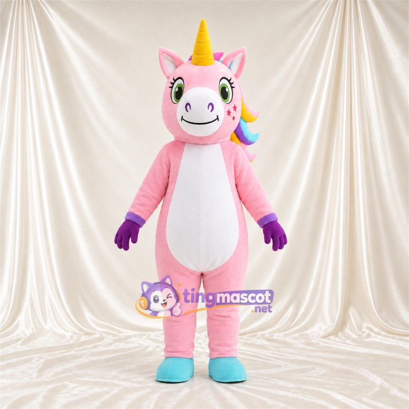 Maskottchenkostüm Einhorn – rosa – Bauch (weiß) Maskottchenkostüm Einhorn – rosa – Bauch (weiß)