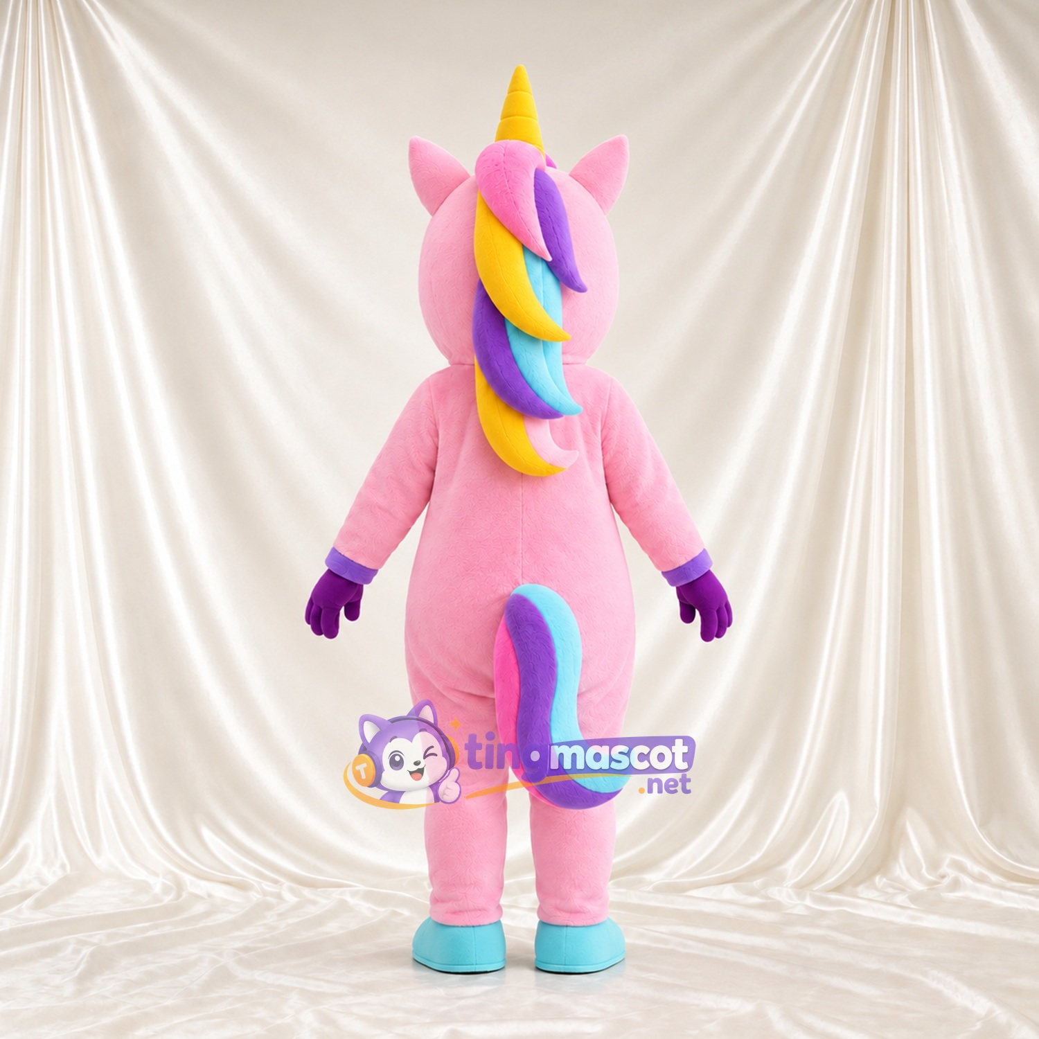 Maskottchenkostüm Einhorn – rosa – Bauch (weiß) Maskottchenkostüm Einhorn – rosa – Bauch (weiß)