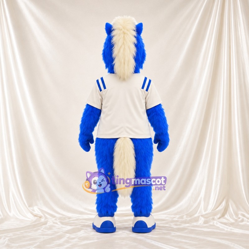 Costume de mascotte Cheval – bleu – Chemise (blanc); Visage souriant Costume de mascotte Cheval – bleu – Chemise (blanc); Visage souriant