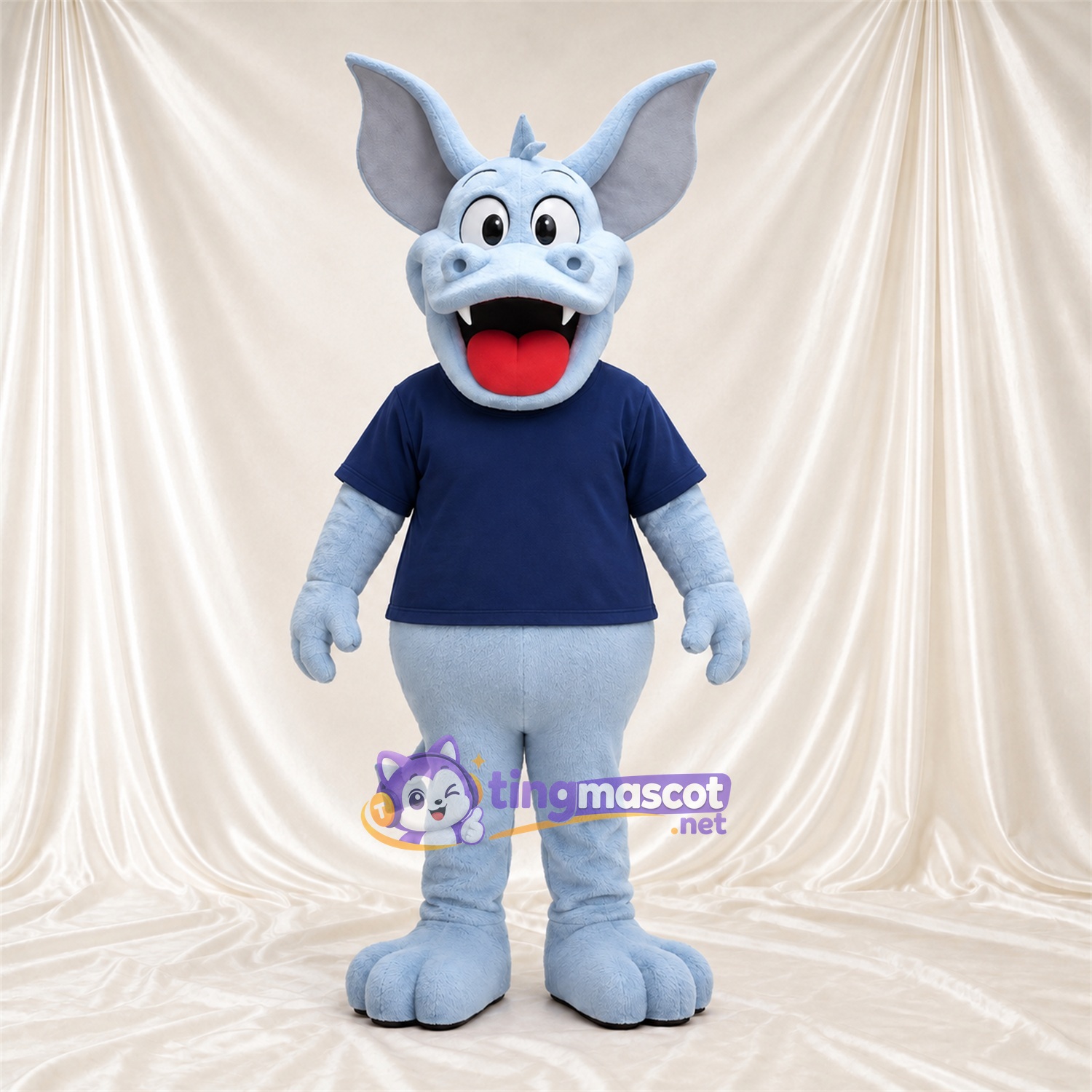 Costume de mascotte Âne – gris – Chemise (bleu) Costume de mascotte Âne – gris – Chemise (bleu)