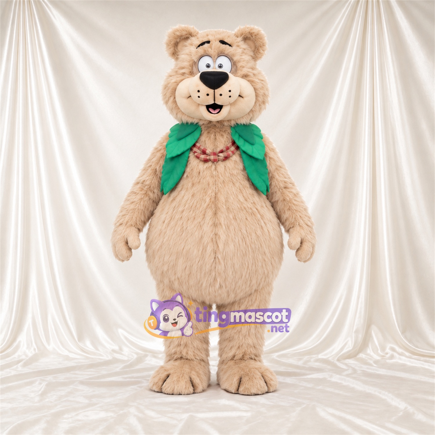 Costume de mascotte Ours – crème – Gilet (vert) Costume de mascotte Ours – crème – Gilet (vert)