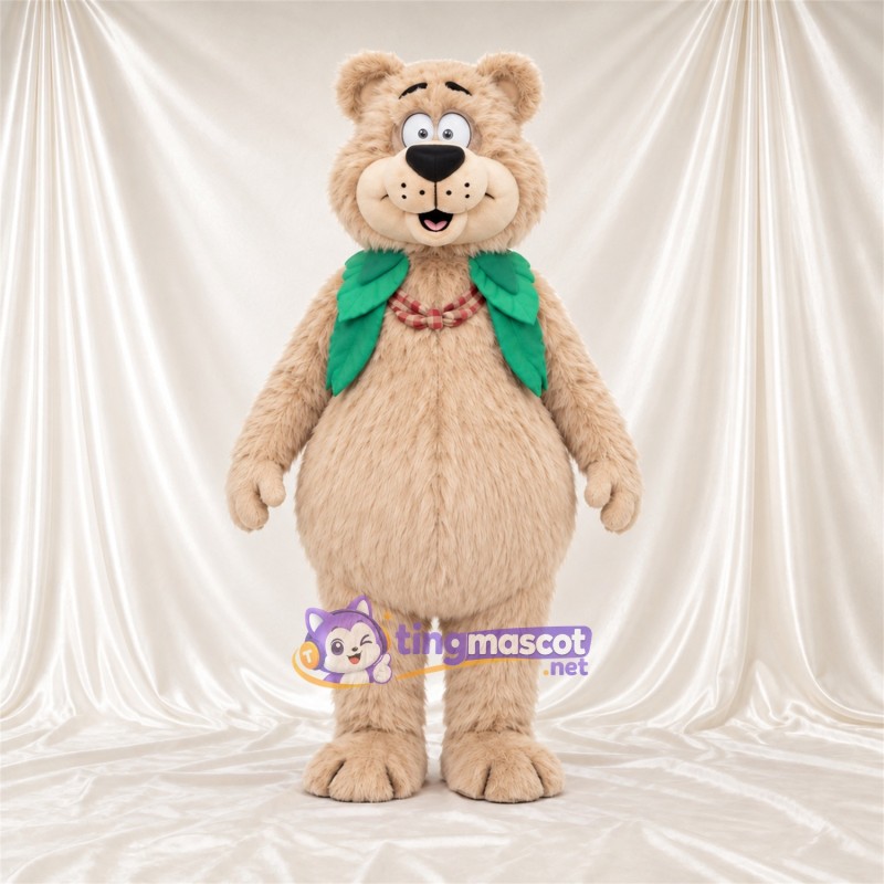 Costume de mascotte Ours – crème – Gilet (vert) Costume de mascotte Ours – crème – Gilet (vert)