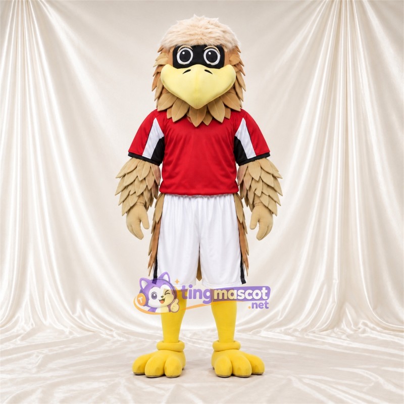 Costume de mascotte Aigle – marron – Chemise (rouge); Short (blanc) Costume de mascotte Aigle – marron – Chemise (rouge); Short (blanc)