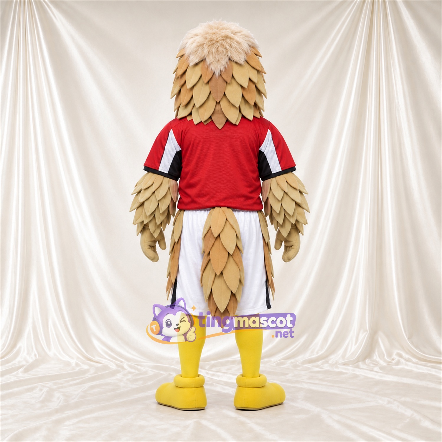 Maskottchenkostüm Adler – braun – Hemd (rot); Shorts (weiß) Maskottchenkostüm Adler – braun – Hemd (rot); Shorts (weiß)