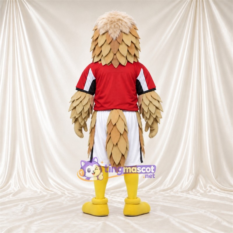 Maskottchenkostüm Adler – braun – Hemd (rot); Shorts (weiß) Maskottchenkostüm Adler – braun – Hemd (rot); Shorts (weiß)