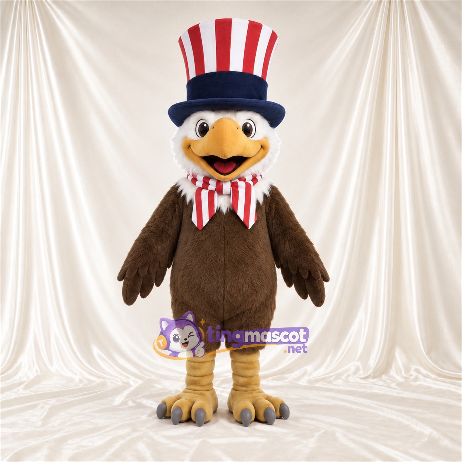 Costume de mascotte Aigle – marron – Rayures; Haut-de-forme Costume de mascotte Aigle – marron – Rayures; Haut-de-forme