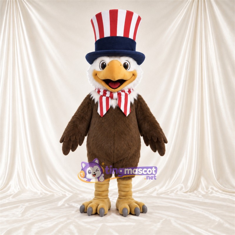 Costume de mascotte Aigle – marron – Rayures; Haut-de-forme Costume de mascotte Aigle – marron – Rayures; Haut-de-forme