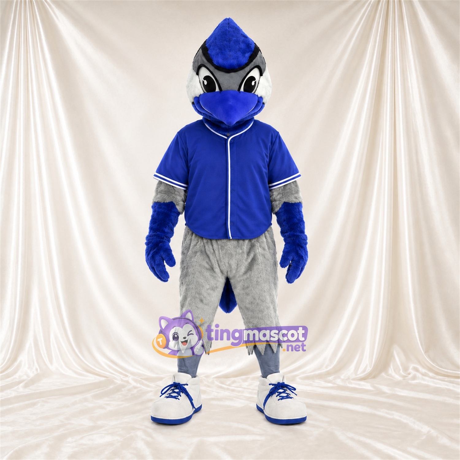 Costume de mascotte Geai bleu – bleu / gris – Chemise (bleu) Costume de mascotte Geai bleu – bleu / gris – Chemise (bleu)