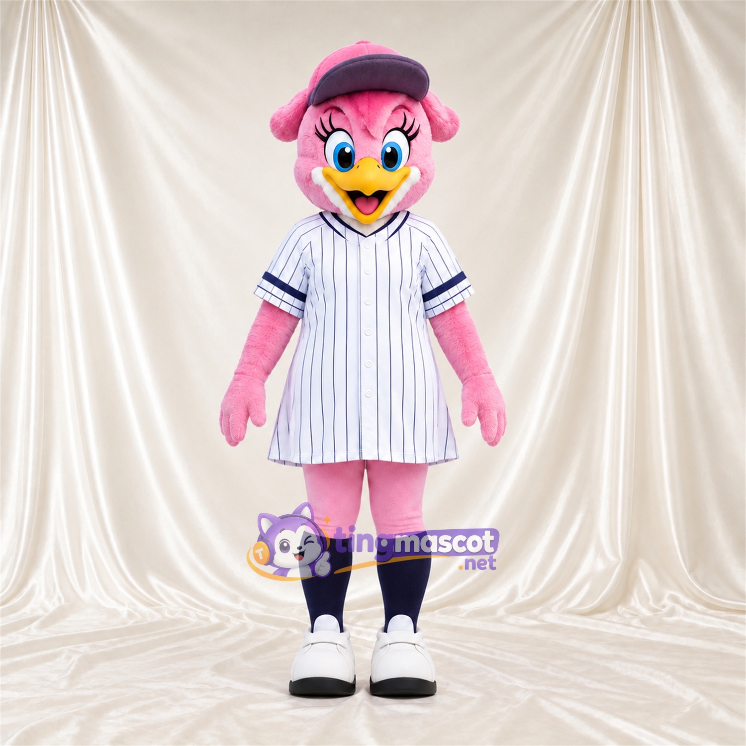 Maskottchenkostüm Vogel – rosa – Baseballtrikot Maskottchenkostüm Vogel – rosa – Baseballtrikot