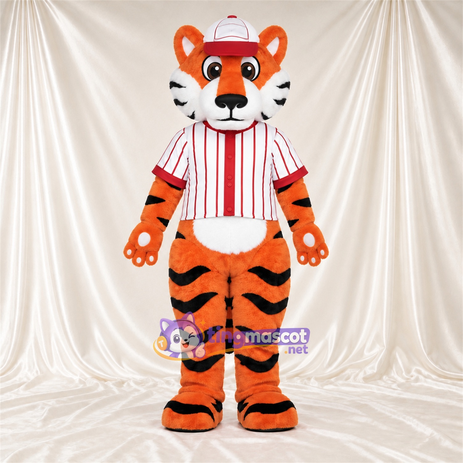 Maskottchenkostüm Tiger – orange – Baseballtrikot Maskottchenkostüm Tiger – orange – Baseballtrikot