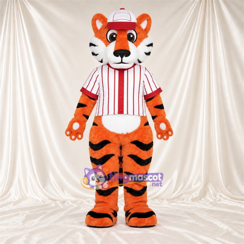 Maskottchenkostüm Tiger – orange – Baseballtrikot Maskottchenkostüm Tiger – orange – Baseballtrikot