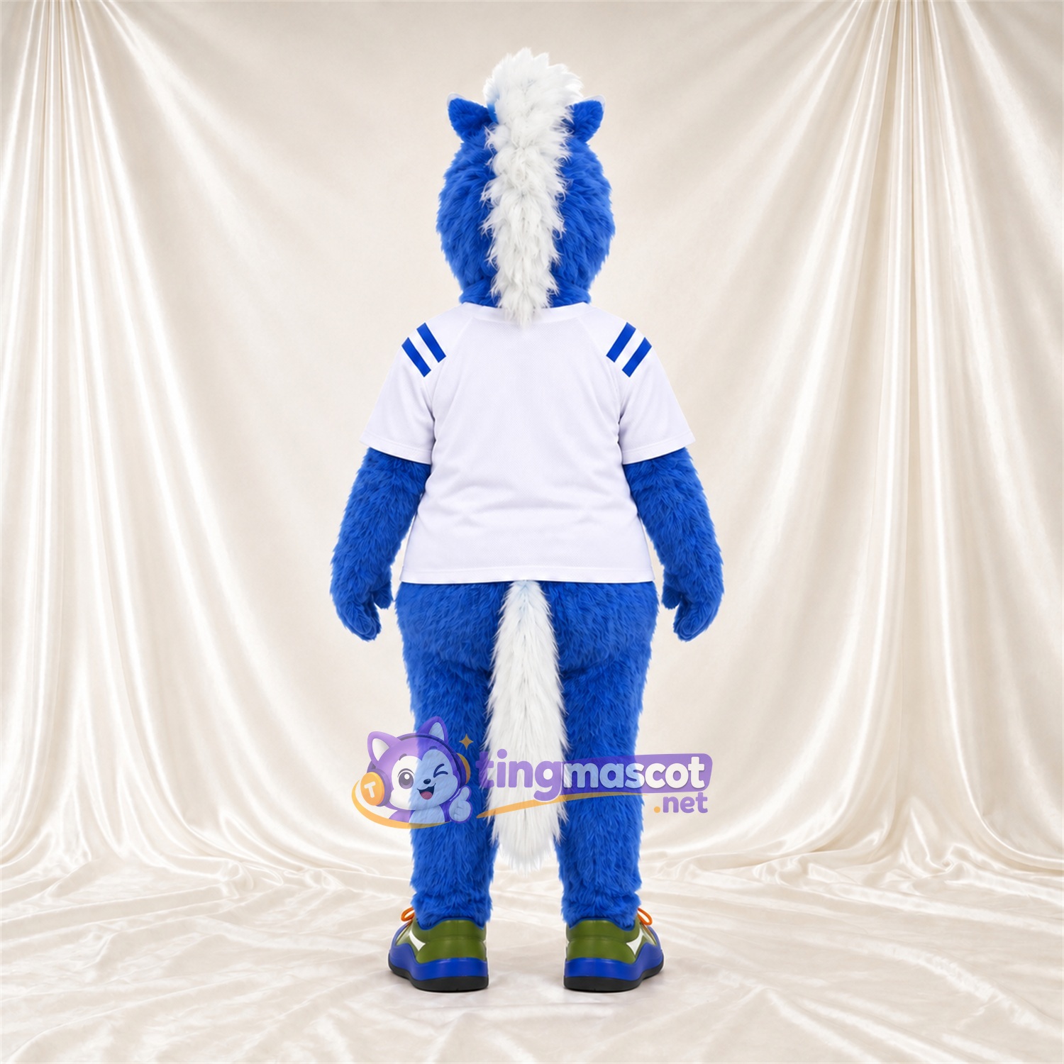 Costume de mascotte Cheval – bleu – Chemise (blanc); Museau (blanc) Costume de mascotte Cheval – bleu – Chemise (blanc); Museau (blanc)