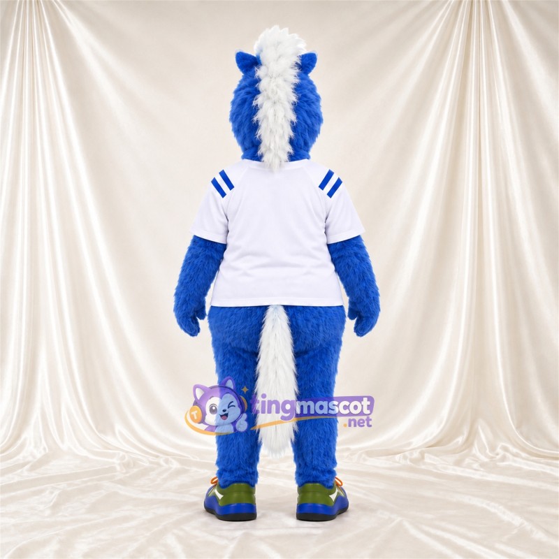 Costume de mascotte Cheval – bleu – Chemise (blanc); Museau (blanc) Costume de mascotte Cheval – bleu – Chemise (blanc); Museau (blanc)