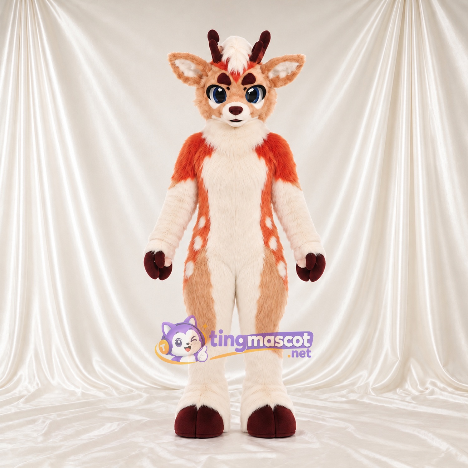 Costume de mascotte Cerf – orange / blanc Costume de mascotte Cerf – orange / blanc