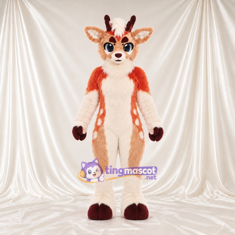 Costume de mascotte Cerf – orange / blanc Costume de mascotte Cerf – orange / blanc