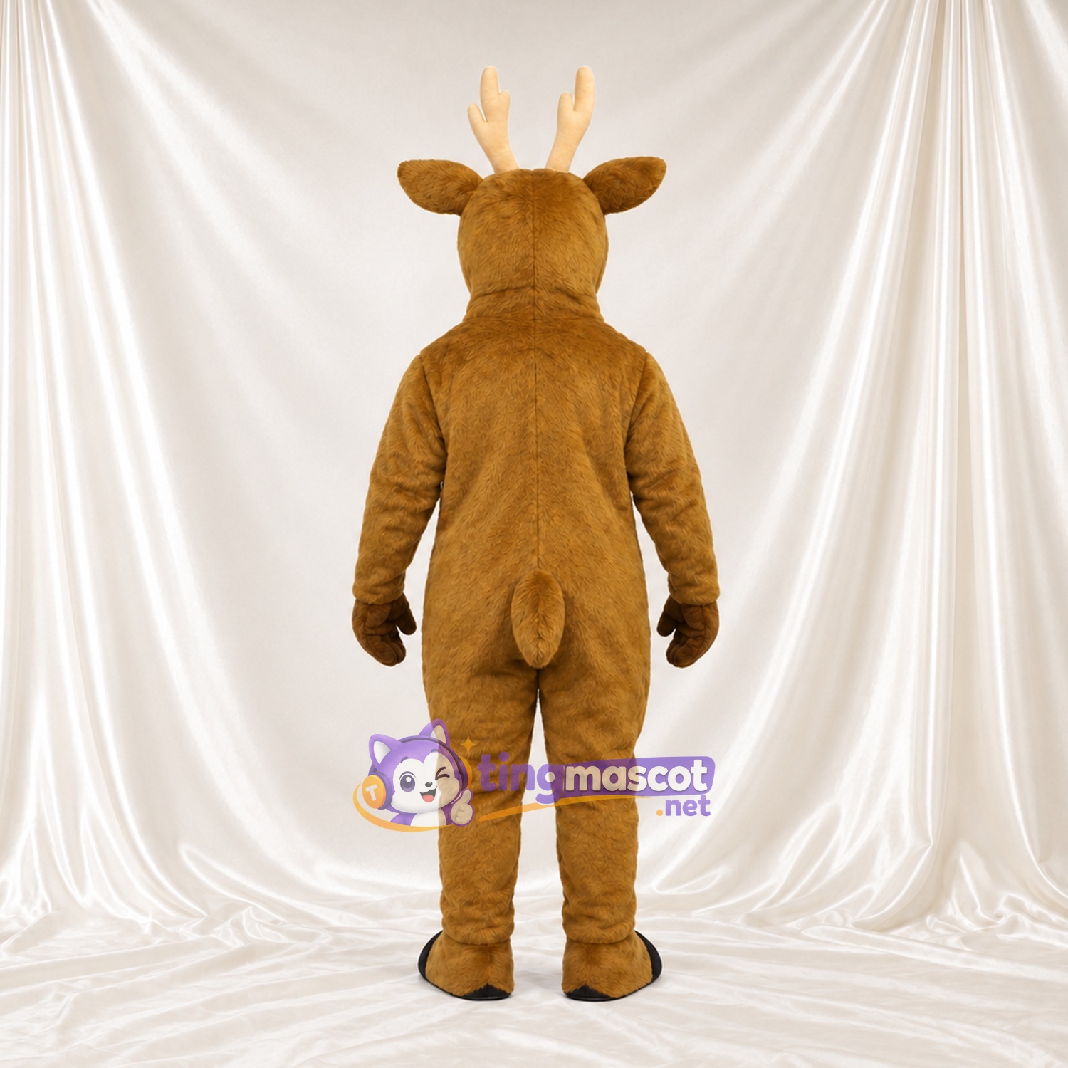 Costume de mascotte Cerf – marron – Torse (blanc); Bois (crème) Costume de mascotte Cerf – marron – Torse (blanc); Bois (crème)