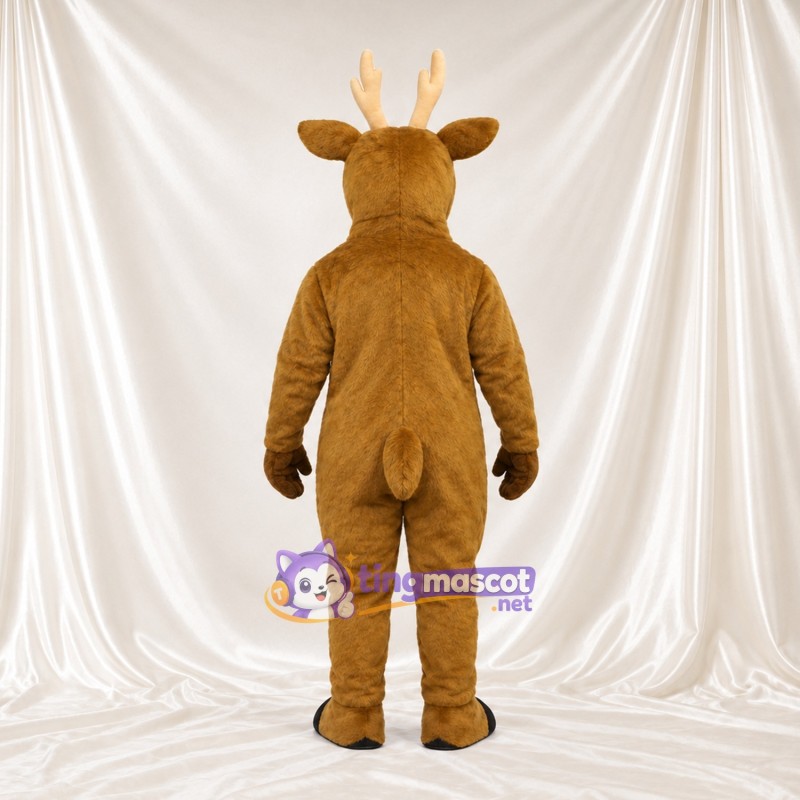 Costume de mascotte Cerf – marron – Torse (blanc); Bois (crème) Costume de mascotte Cerf – marron – Torse (blanc); Bois (crème)