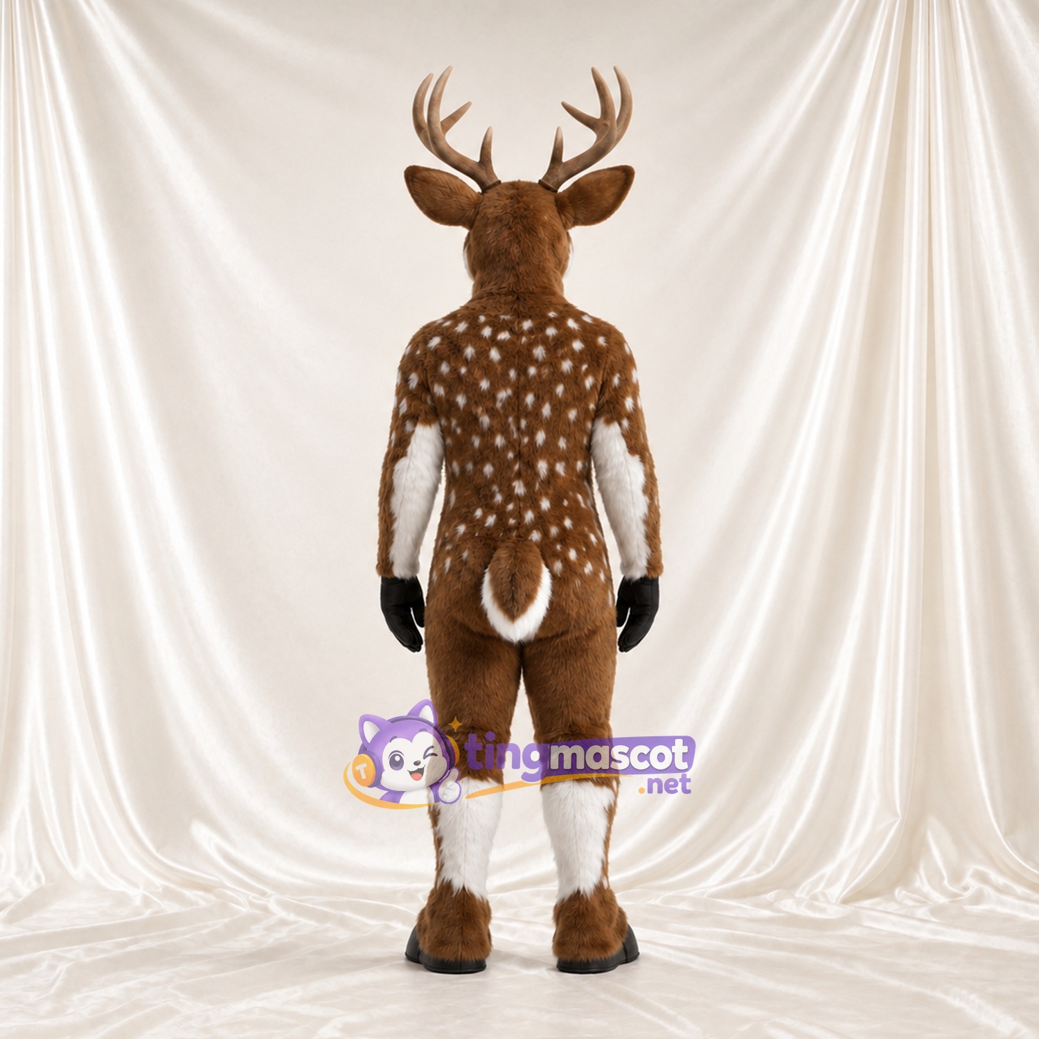 Costume de mascotte Cerf – marron – Bas des jambes (blanc); Taches (blanc) Costume de mascotte Cerf – marron – Bas des jambes (blanc); Taches (blanc)