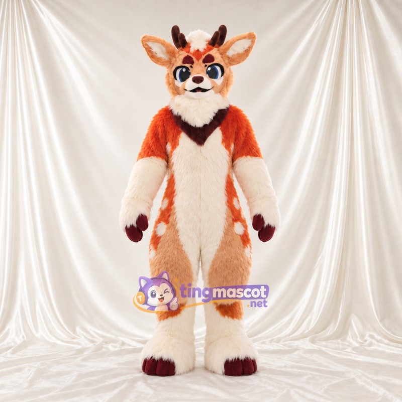 Costume de mascotte Cerf – orange / blanc Costume de mascotte Cerf – orange / blanc