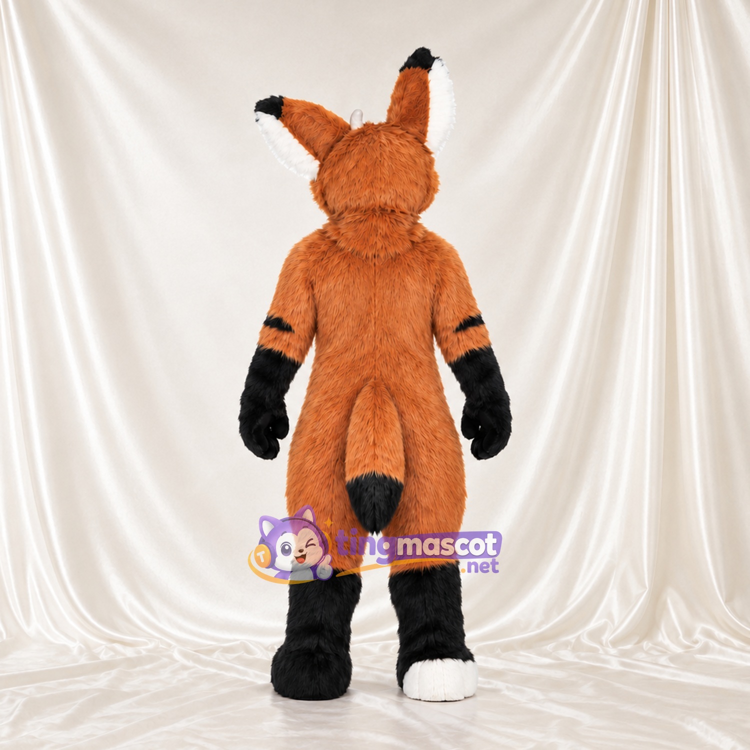 Maskottchenkostüm Fuchs – orange / schwarz Maskottchenkostüm Fuchs – orange / schwarz